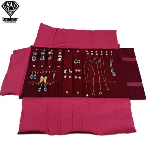 Travel Jewelry Organizer Portable Velvet Ring Earrings Pendant Necklace Holder Bracelet Carrying Storage Bag Foldable Roll Pouch