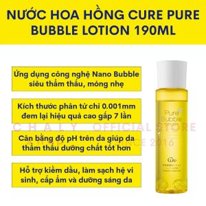 Nước hoa hồng dưỡng da cân bằng kiềm dầu Cure Pure Bubble Lotion 190ml Nhật