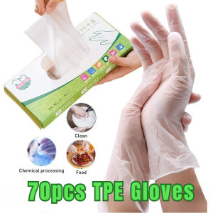 Food Grade Disposable Gloves TPE Material Thickened Durable Oil Proof Plastic Film Kitchen Cleaning Alat Pelindung