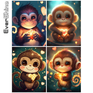 EverShine Animal Diamond Painting Monkey Cross Stitch Kit Mosaic Complete Kit Diamond Art Embroidery Cartoon Stickers For Kids