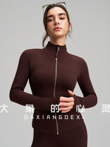 Womens Slim Fit Long Sleeve Running Jacket Yoga Fitness Top with Finger Covers Stand Collar High Elasticity Sportswear