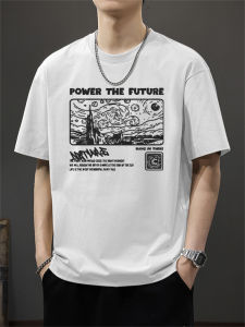 Áo Thun Cotton Nam Mùa Hè Tay Ngắn Dáng Rộng Tay Lửng in Họa Tiết Hình Học Thoáng Khí Thoải Mái Thường Ngày