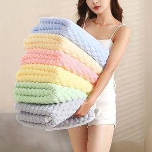 70x140cm Bath Towels Coral Fleece Ultra Absorbent Waffle Weave Soft Absorption Quick Dry Polyester Spa Gym Towels Unscented