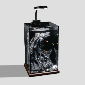 Popocola | Mini Desktop Waterfall Aquarium Set with Eco-Decor and Ultra-White Glass