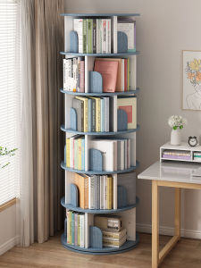 Rotating Bookshelf Simple Modern Style Home Storage Bookcase Easy to Assemble Floor Standing Student Organizer Rack