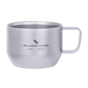Boundless Voyage Titanium Double Wall Mug Metal Coffee Tea Cup Mini Espresso Cup Ultralight Durable Portable Drinkware Ti3086D