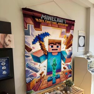 New Movie M-Minecraft Cartoon Tapestry Hippie Flower Wall Carpets Dorm Decor Art Home Decor