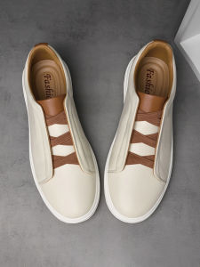 Business Casual Leather Shoes Mens No Tie Shoes Soft Bottom Genuine Leather Mens Summer Work Shoes Comfortable Breathable