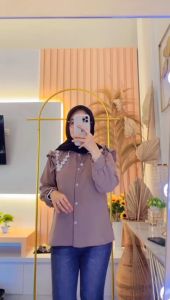ALIFIA TOP BLOUSE SAILOR WANITA KEMEJA CRINKLE KERAH RENDA