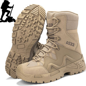 รองเท้าปีนเขาผู้ชายข้อสูงรองเท้ากลางแจ้งกันลื่นรองเท้าบูทเดินป่าลำลองรองเท้าเดินป่ารองเท้าบูทเดินป่ามีเชือกผูกสำหรับล่ายุทธวิธีรองเท้าผ้าใบเดินป่า