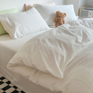 LINGYUN | Pure Cotton Simple Ins Style Bed Sheet Set White