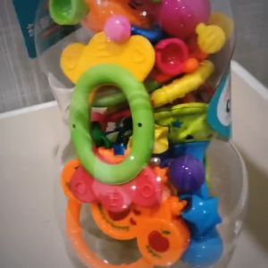 【HOT】Bottled baby educational hand rattle toy set newborn teether plastic rattle 10-piece set 0-1 years old