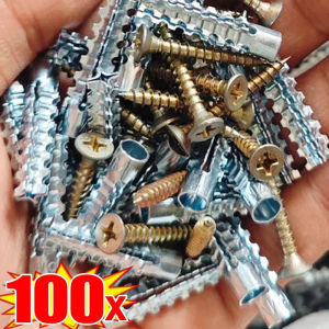 10-100pcs răng cưa thép tường Neo kim loại mở rộng ống vít tự taro khoan cắm cho tường bê tông ốc vít bu lông Neo