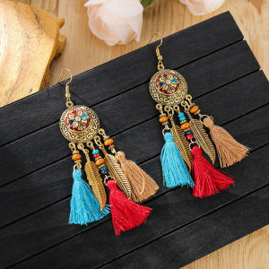 Ethnic Style Original Vintage Tassel Earrings Long Yunnan Versatility Fashion and Personality Earrings Elegant Metal Earrings for Women