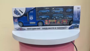 TOYSTAR - 666-02K Mô hình Bộ xe chuyên chở cảnh sát chuyển gồm 5 ô tô 1 máy bay 4 biển báo giao thông