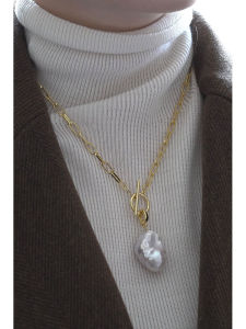 Handmade Natural Detachable Long Pearl Pendant Necklace Original Design Alloy Clasp for Men And Women Moon And Star Jewelry