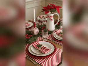 MM 2in1 Reversible RED and Plaid Christmas Placemat - made of fabric 2in1 placemat 1 place mat - 2 looks - made of excellent fabric - reversible - decorative - excellent quality - excllent quality - fabric from abroad - classy and elegant - for christm