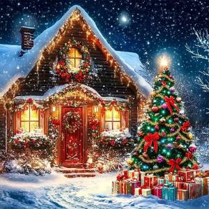 HUACAN Diamond Painting House Landscape Full Round Drill Decoration For Home Mosaic Tree Christmas Rhinestones