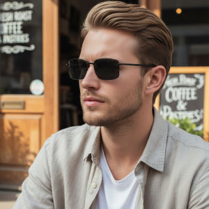 Vintage Metal Square Frame Polarized Sunglasses Face Slimming & Versatile Style With UV Protection 5047