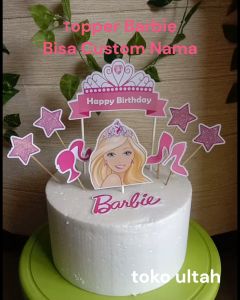 Topper Kue Custom Nama Karakter Barbie