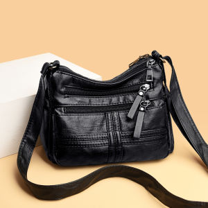 กระเป๋าสะพายข้างสี่เหลี่ยมเล็กแบบลำลองสำหรับผู้หญิงวัยกลางคน กระเป๋าสะพายข้างผ้า Oxford สีพื้นสไตล์เกาหลี ซิปปิด กระเป๋าสะพายข้างสำหรับเดินทาง