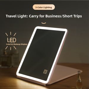 Large Desk Top Makeup Mirror with LED Light