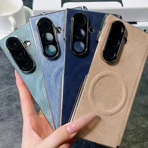 Ốp Điện Thoại Nam Châm Denim Cao Cấp Dành Cho Samsung Galaxy Z Fold7/Fold8 Ultra Thiết Kế Nhuộm Tie Dye Rộng Kiểu Dáng Z Fold Với Bảo Vệ Bản Lề Magsafe