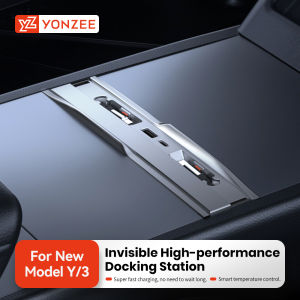YZ For Tesla Model Y Juniper 2025 Model 3 Highland 54W Quick Charger USB Shunt Hub Intelligent Docking Station Car Adapter Power
