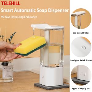 550ml Smart Automatic Sensing Soap Dispenser Touchless Foaming Soap Dispenser Rechargeable Waterproof Foam Soap Pump Dispenser Bathroom Kitchen Supplies