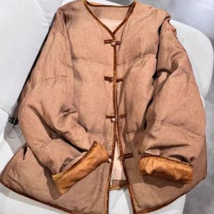 HARSIDE Womens New Chinese Style Cotton Jacket with Button Design Winter Outerwear Fashionable Top Quality Cotton Coat