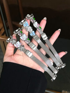 สายนาฬิกาข้อมือผู้หญิง Onebag KT Cat น่ารัก สายนาฬิกาข้อมือ Xiaomi 9 สายโลหะ โบว์ผีเสื้อ สายรัดข้อมือ NFC pro สายรัดข้อมือแบบอัจฉริยะ