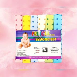 Bedong Bayi Felicia Rainbow Polkadot Warna MUDA Isi 6