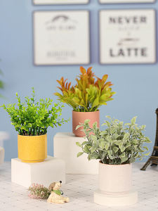 Mini Green Eucalyptus Milan Grass Indoor Table Decorative Fake Flower Potted Plant Home Decoration Silk Flower Bouquet Desktop Arrangement