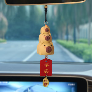 Cute Capybara Car Hanging Ornament Wealth Attracting Safe Travel Rearview Mirror Decoration Car Interior Accessories Automobile Decor