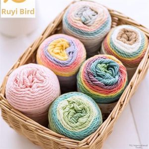 Rainbow Cotton Yarn Ball for Handmade Knitting Cake Ball Wool Ball DIY Crafts Home Sewing Blanket Scarf Pillow Decoration