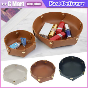 Nordic Style Leather Dice Storage Tray Desktop Organizer for Key Jewelry Cosmetic Storage Box Folding Organizer Home Decor