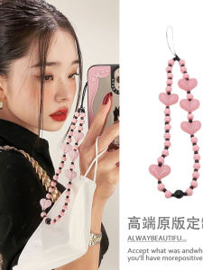 Short Phone Chain Beads Sungsizye Pink Heart Love Charm Bracelet Mobile Accessory Digital Parts And Accessories