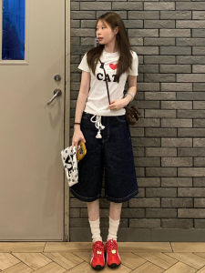 Quần Jeans Denim Xanh Tối Cổ Điển Mới 2025 Quần Ống Rộng Thẳng Cho Nữ Mùa Hè Quần Áo Thường Ngày Quần Áo Thời Trang Cao Cấp