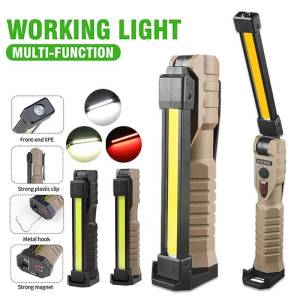 Portable Fold LED Flashlight Strong Magnet COB Working Light Type C Rechargeable Emergency Floodlight Outdoor Camping Lantern