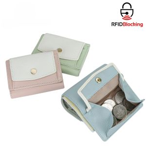 Smart King Genuine Leather Mini Trifold Wallet Portable RFID Protected Card Holder Coin Purse for Daily Use 1884