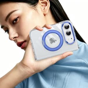 szhaiyu | Luxury Plating Case For iPhone Duo For Magsafe With 360°Rotating Metal Bracket Holder Stand Shockproof Lens Protection Cover