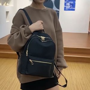 Balo nam nữ vải dù đen trơn năng động phong cách LILA BSIX19
