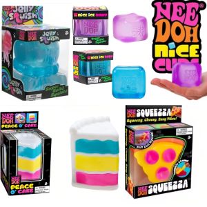 Nee Doh Pizza Sensory Fidget Cube Stress Relief Squishy Squeeze Toy Anti-Anxiety Desk Toy & Ideal Holiday Gift for Kids  Adults