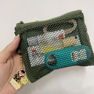 Large Capacity Double Layer Zipper Cute Coin Purse Portable Earphone Bag Grid Red Envelope Storage Bag for Women