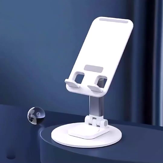 Cell Phone Holder，New Trending White Cell Phone Stand Portable Universal  Anti-slip Foldable 360 Rotating Aluminum Mobile Phone Holder for Desktop