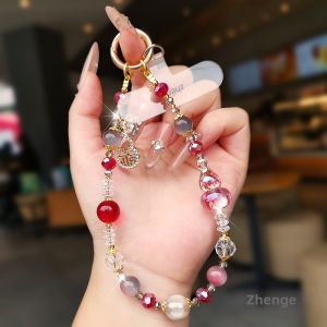ZHENGEGE | Boutique Design Mobile Phone Chain Lucky Charms Pendant Crystal Beads Handcrafted Bracelet for Accessories