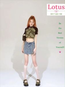 Lotus] Chân Váy Jean Đẹp thiết kế dây đan chéo độc đáo/ Váy Jean Ngắn Form Ôm Body Tôn Dáng/ Váy Bò Denim Nhập Khẩu chất lượng tốt dễ phối đồ