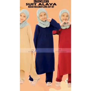 IRONLESS BUDAK MUSLIMAH LONG SUIT SET ALAYA Wanita Baju