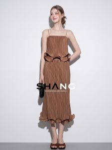 SHANGSHA | Lightweight Holiday-Style Designed with Pleats Dress Set