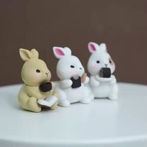 กระต่ายคอฟฟีเบรค [ เซต 6 ชิ้น ] ตุ๊กตาจิ๋ว โมเดลจิ๋ว แต่งสวน ตุ๊กตาแต่งสวนจิ๋ว ตุ๊กตาจัดสวนถาด